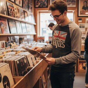🎸 The Beatles Union Jack Raglan Long Sleeve Shirt 🎸